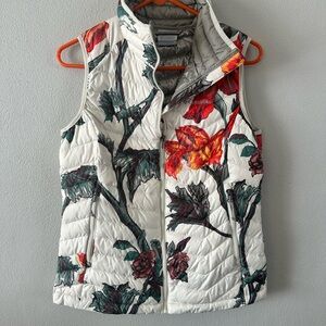 Columbia Women's Floral Quilted Vest - White and Red
